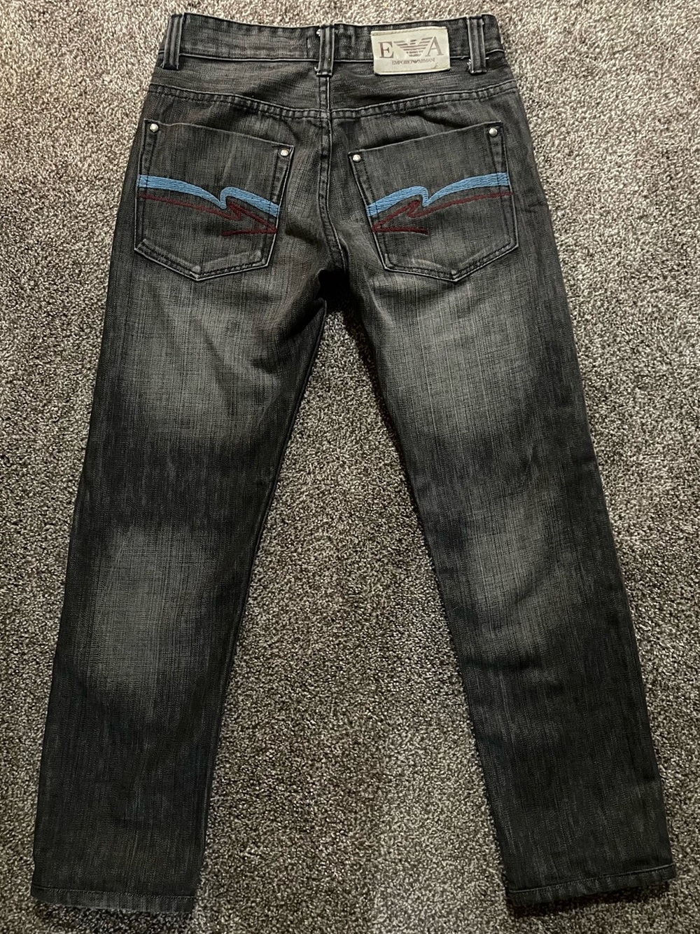 Emporio Armani Men's Slim Straight Washed Black Jeans